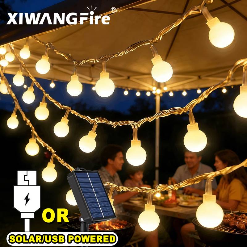Outdoor Lighting Wire - 3-10M Solar/USB/Battery String Lights, Fairy Globe