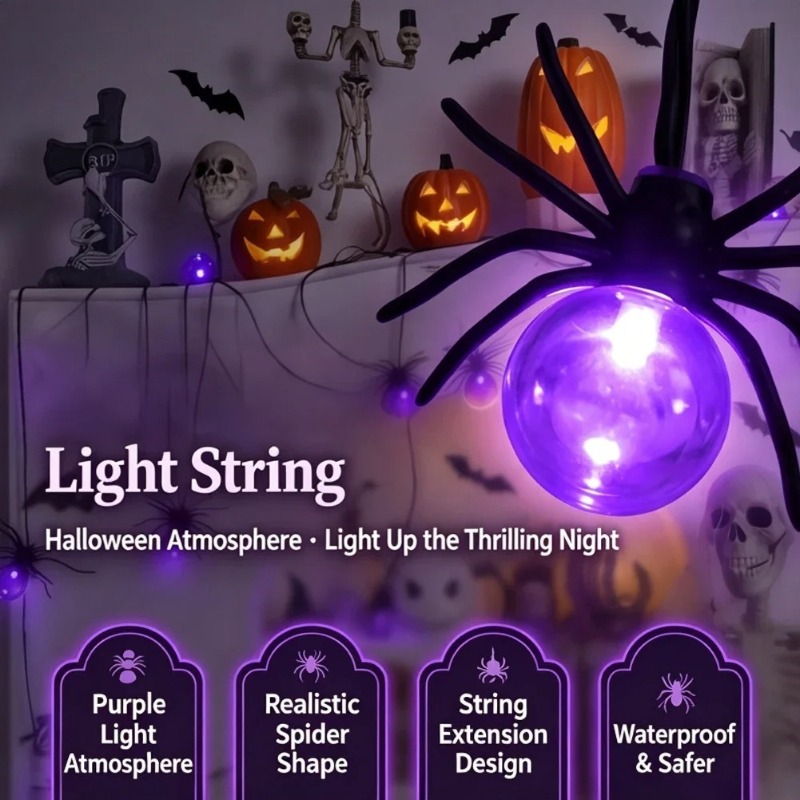 Outdoor Lighting For Garden - Battery Powered Spider LED String Lights,