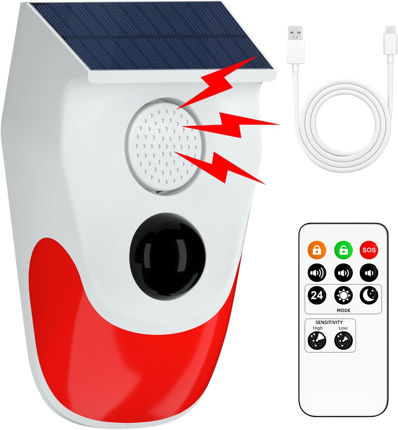Outdoor Lighting With Motion Sensor - Solar Motion Sensor Outdoor Alarm,Adjustable Sensitivity