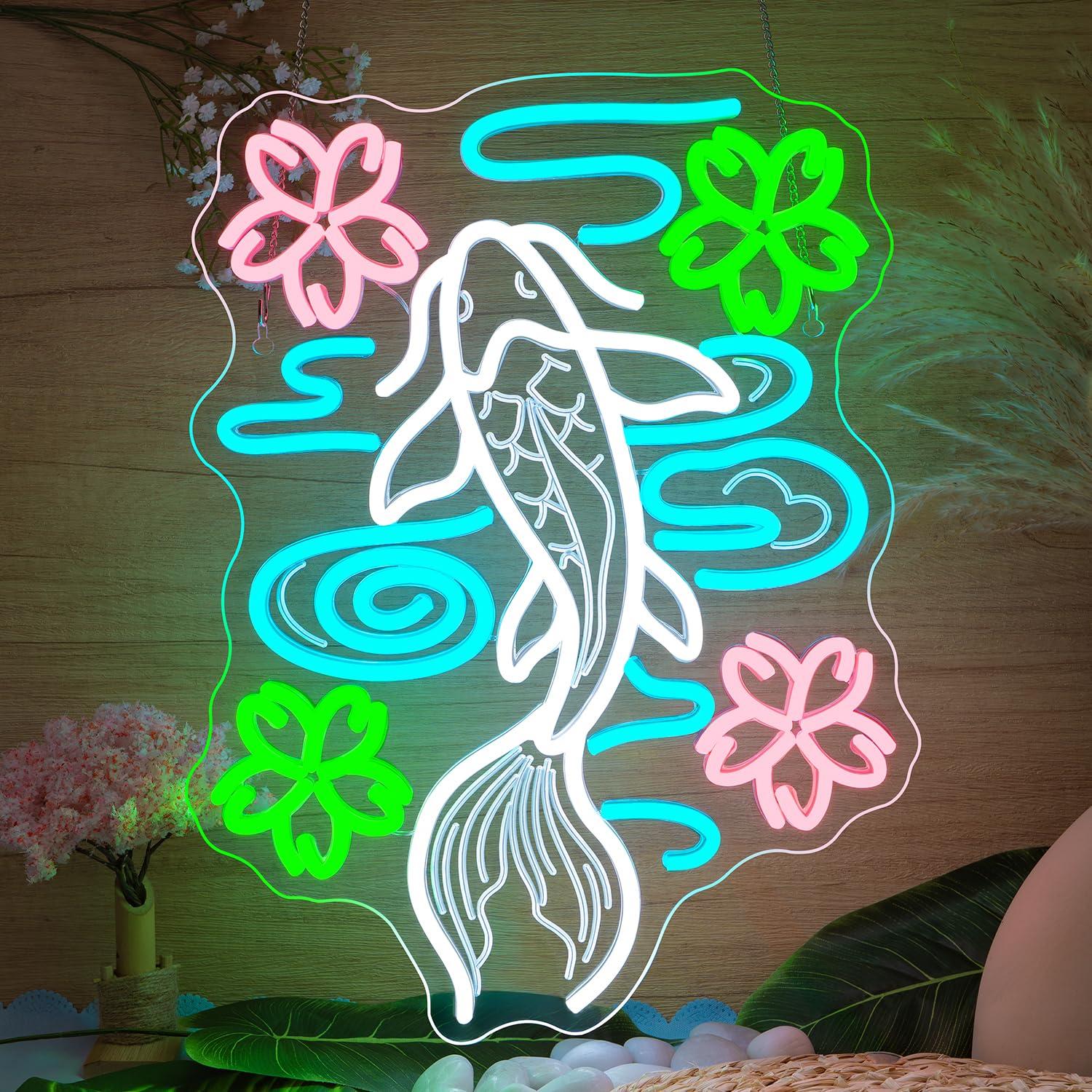 Outdoor Lighting Restaurant - Koi Fish Neon Sign USB Dimmable