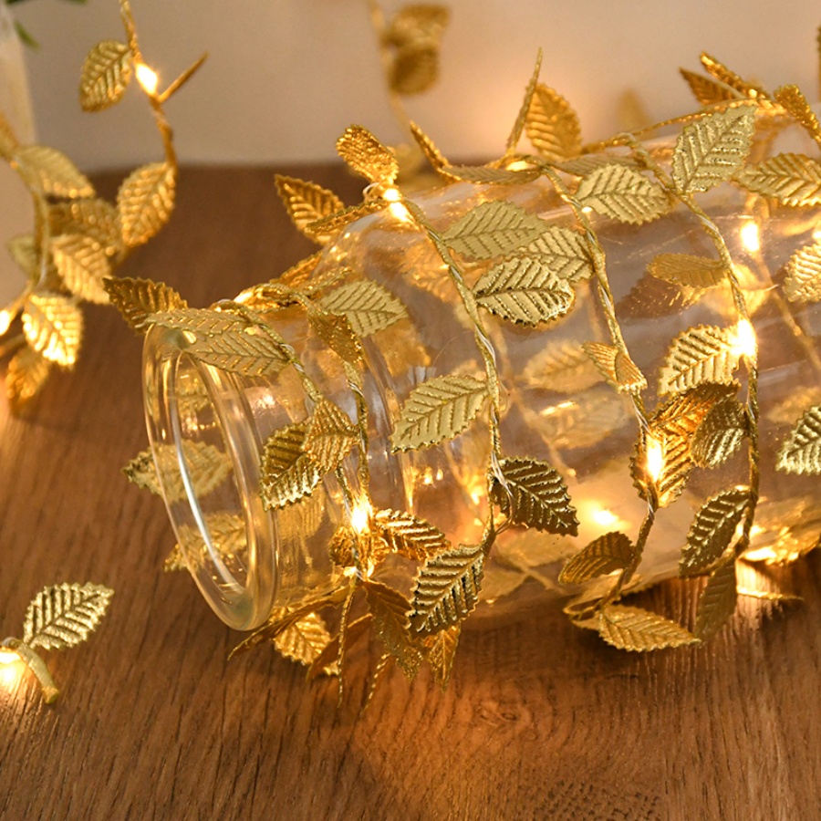 Outdoor Lighting Wire - Golden Leaf Rattan Copper Wire String