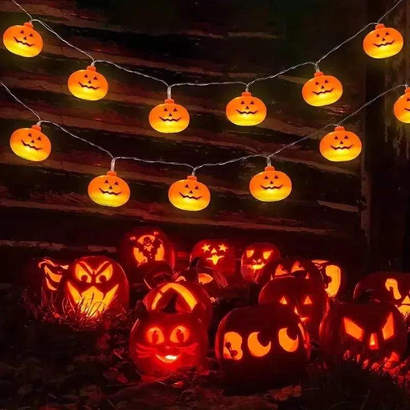 Outdoor Lighting For Garden - Pumpkin Halloween String Lights 20LED Battery