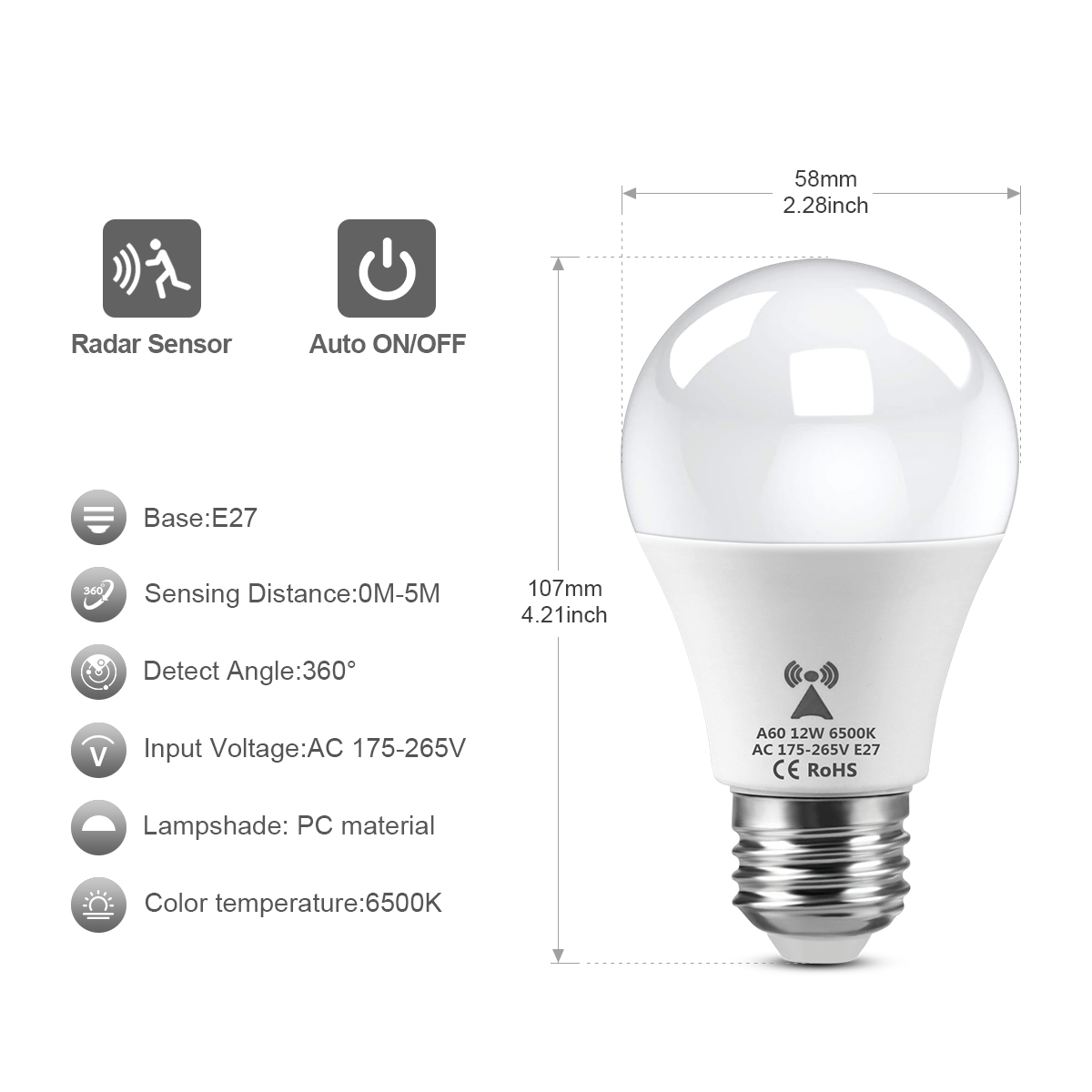 12W E27 LED Radar Motion Senso - Outdoor Lighting On Stairs ulasan dan harga