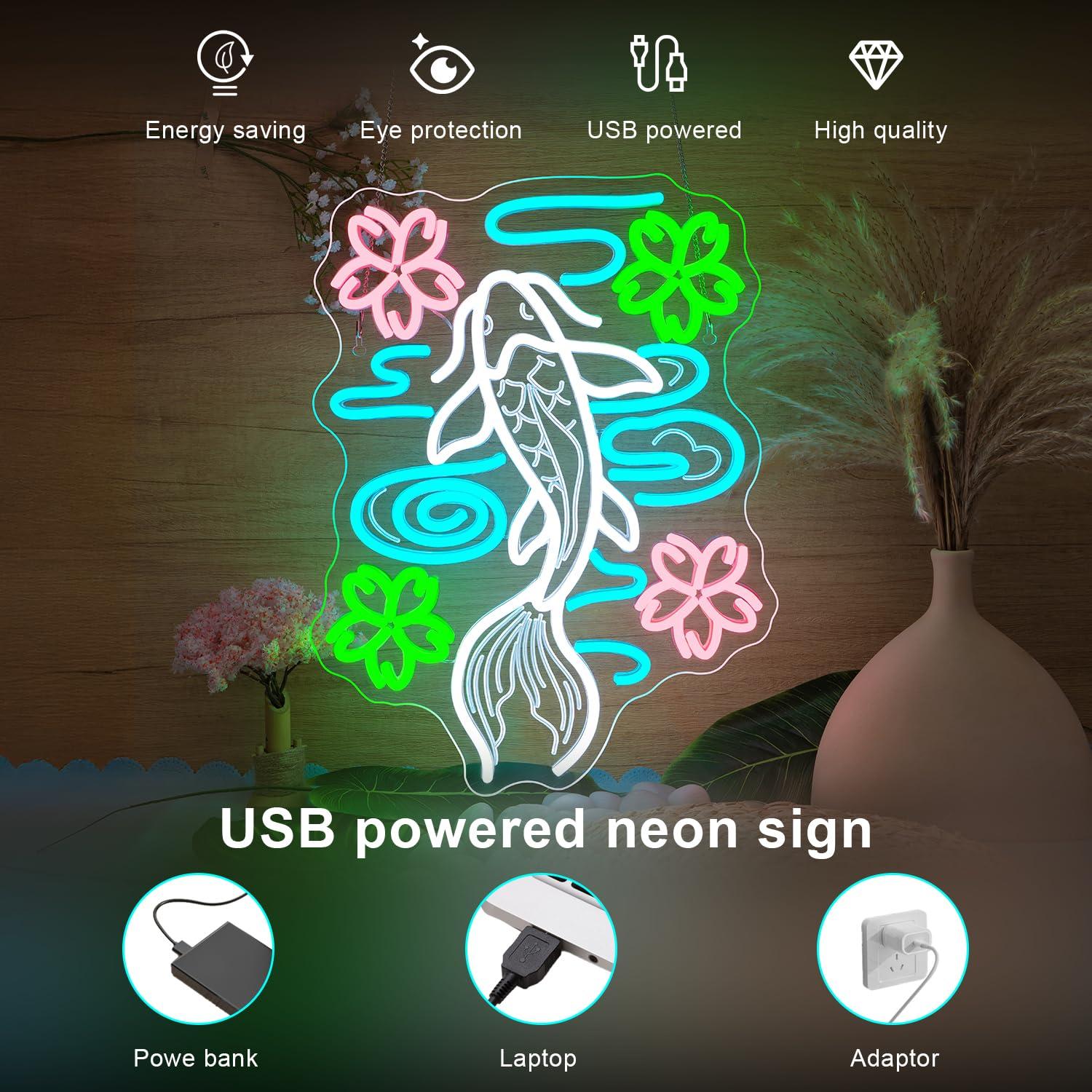 Koi Fish Neon Sign USB Dimmabl - Outdoor Lighting Restaurant ulasan dan harga