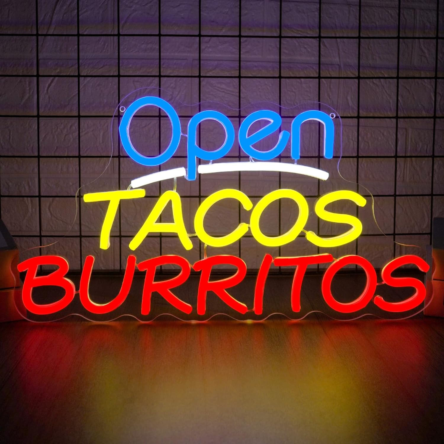 Open Tacos Burritos Neon Sign  - Outdoor Lighting Restaurant ulasan dan harga