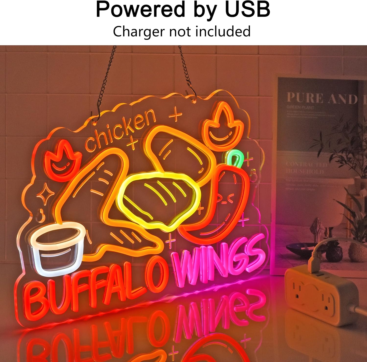 Buffalo Wings LED Neon Sign US - Outdoor Lighting Restaurant ulasan dan harga