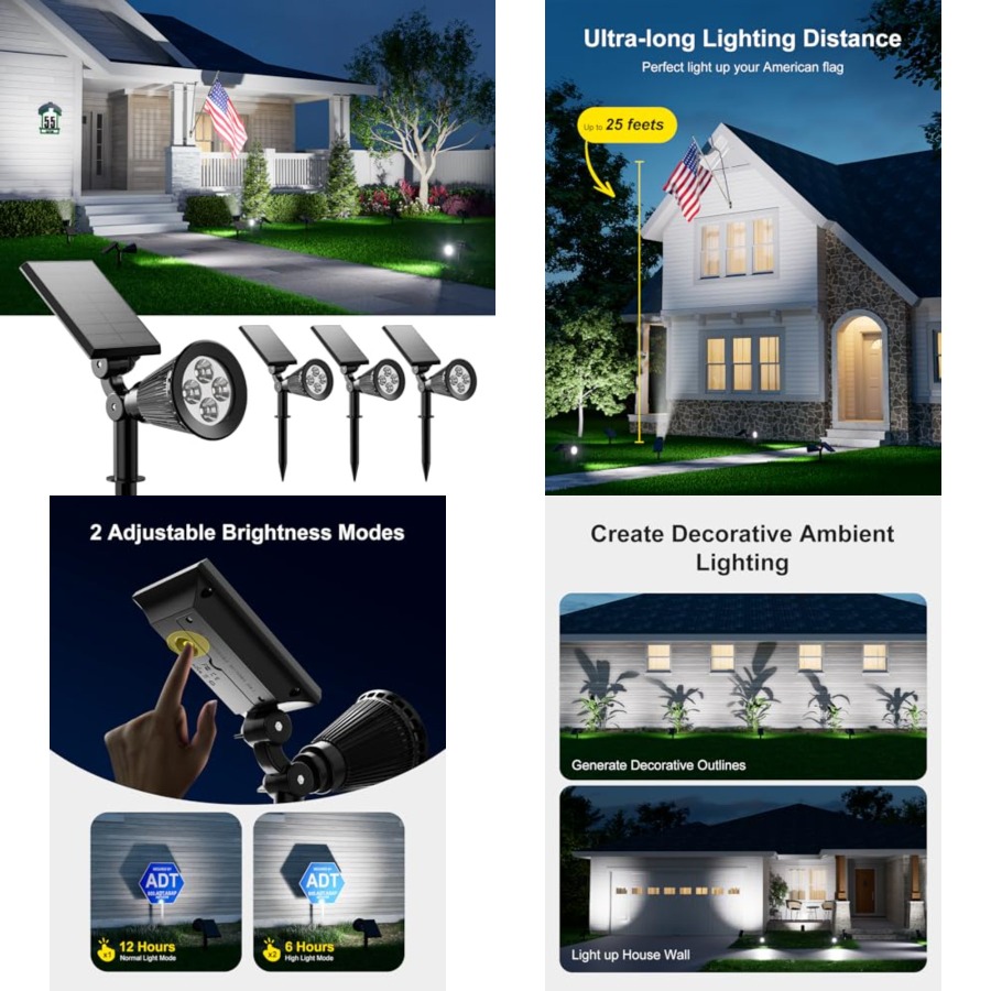 Solar Spotlights Outdoor Water - Outdoor Lighting Waterproof ulasan dan harga