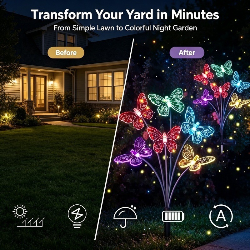 Solar Powered Butterfly Lights - Outdoor Lighting Waterproof ulasan dan harga