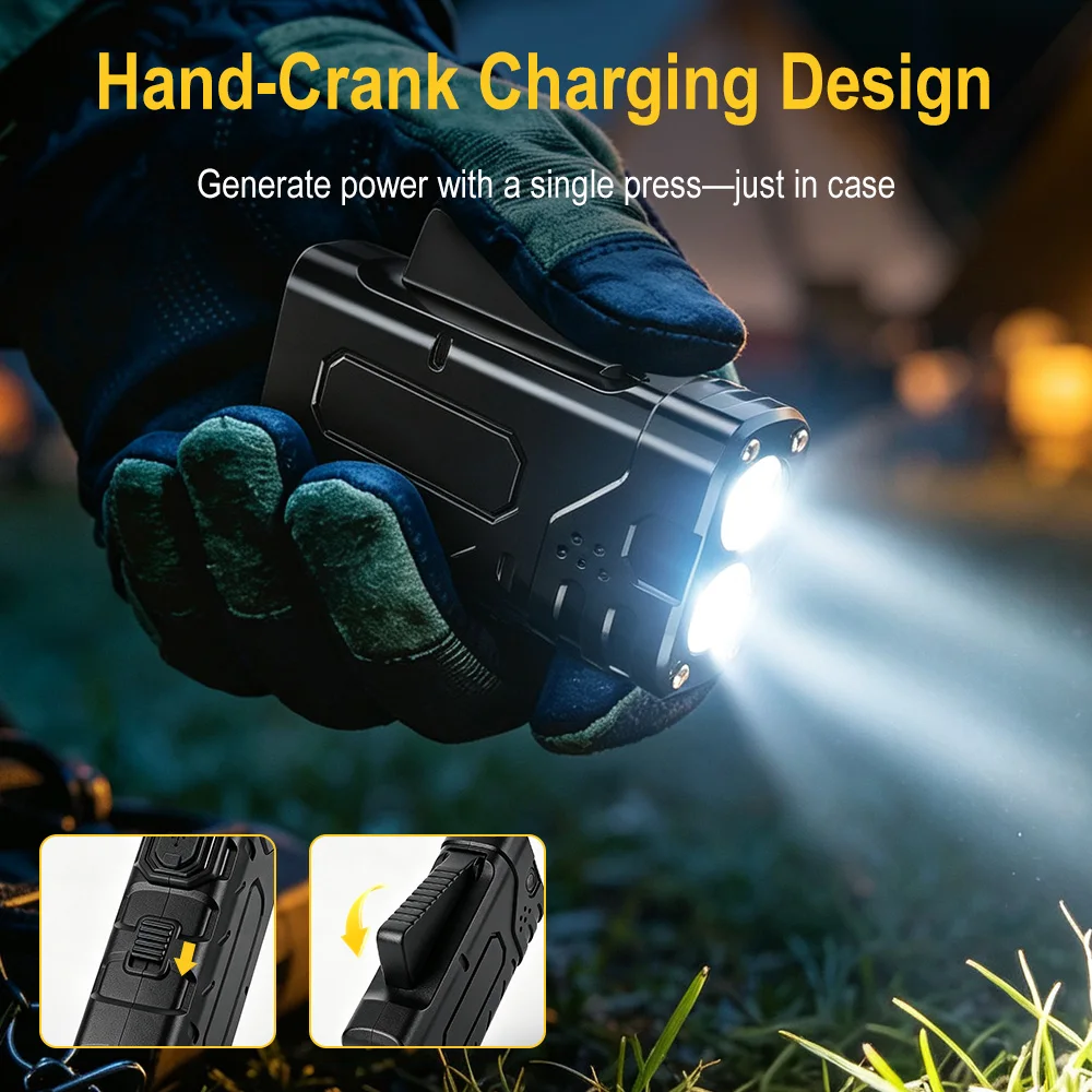 BORUIiT Hand Crank EDC LED Fla - Outdoor Lighting Usa ulasan dan harga