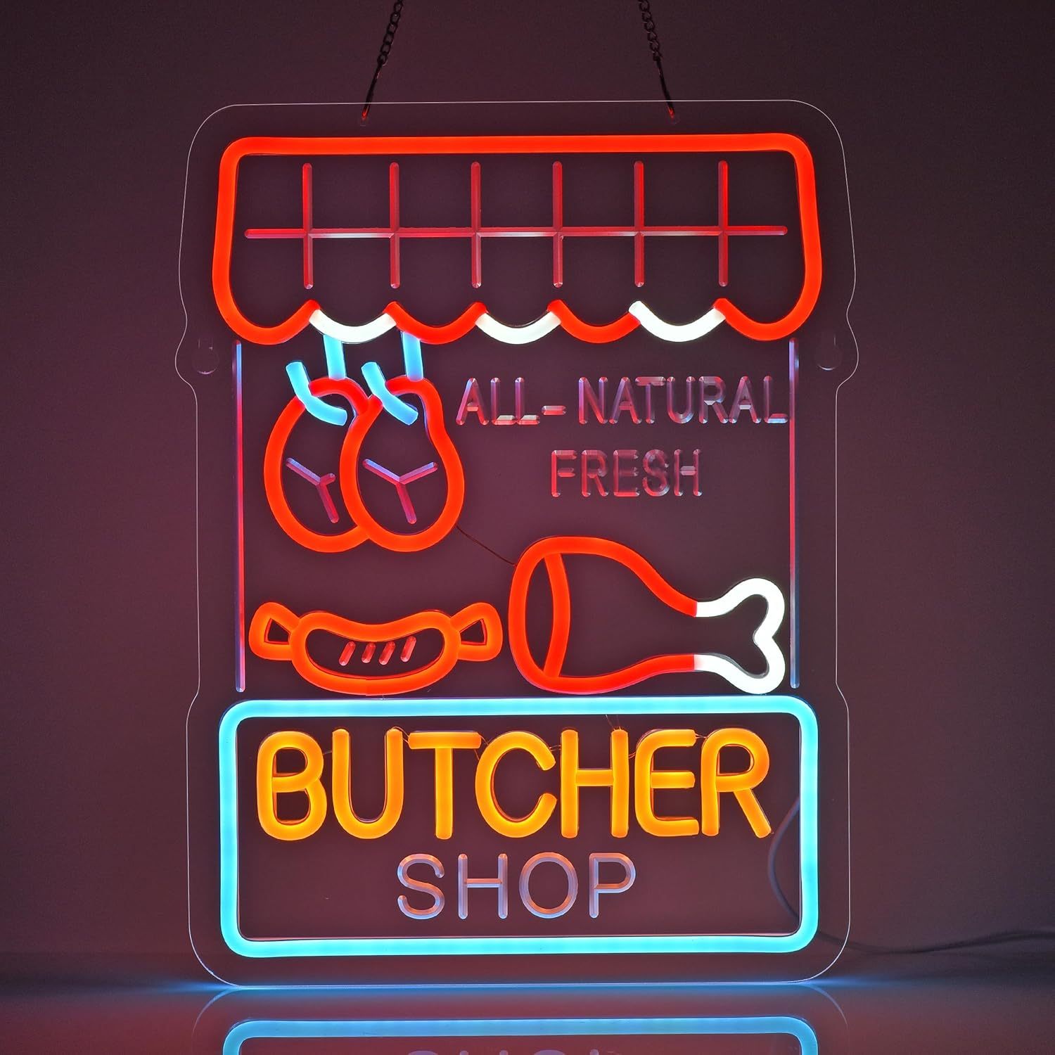 Butcher Shop Neon Sign All Nat - Outdoor Lighting Restaurant ulasan dan harga