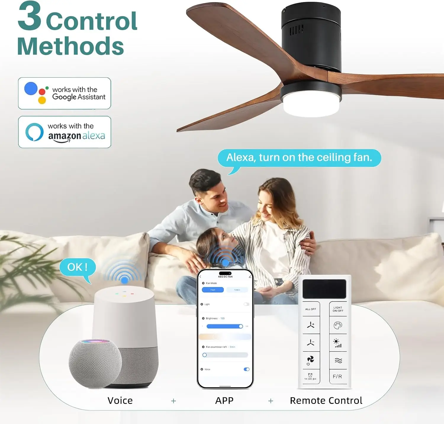 52 Inch Smart Ceiling Fans wit - Outdoor Lighting Modern ulasan dan harga